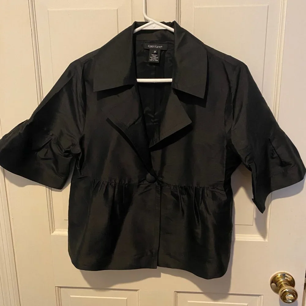 Karen Kane Black Silk  Dress/Suit Jacket MEDIUM - Picture 2 of 3